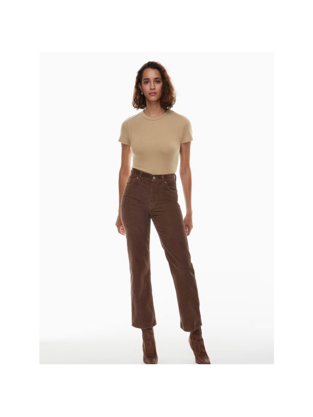 Aritzia Denim Forum The Arlo High Rise Straight Corduroy Pants - Brown Size 25